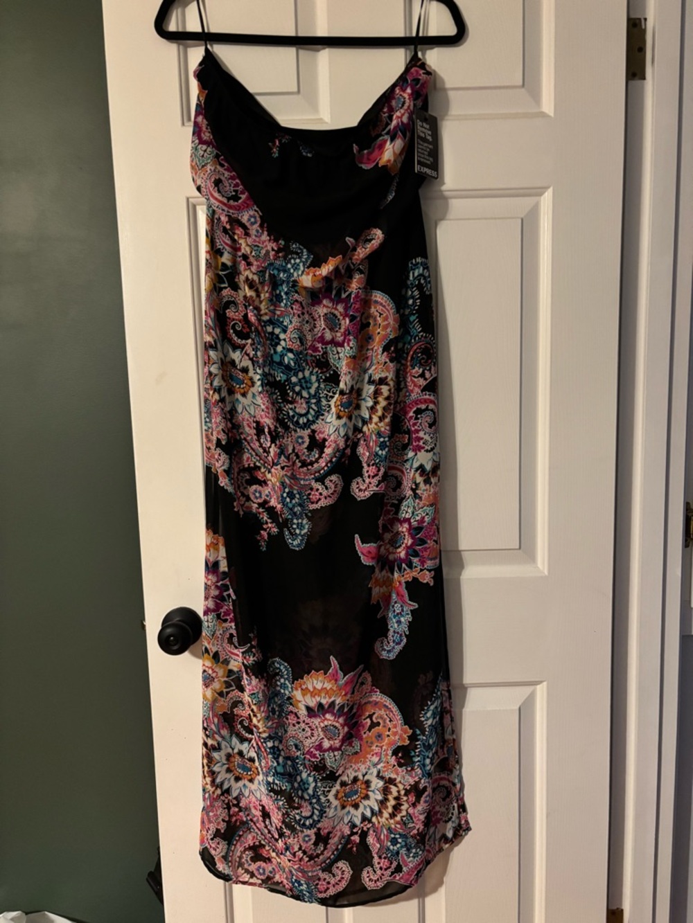 Express Black Maxi Dress with Pink & Blue Paisley Print